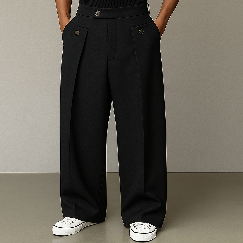 Wide Leg Pants for Men in Black