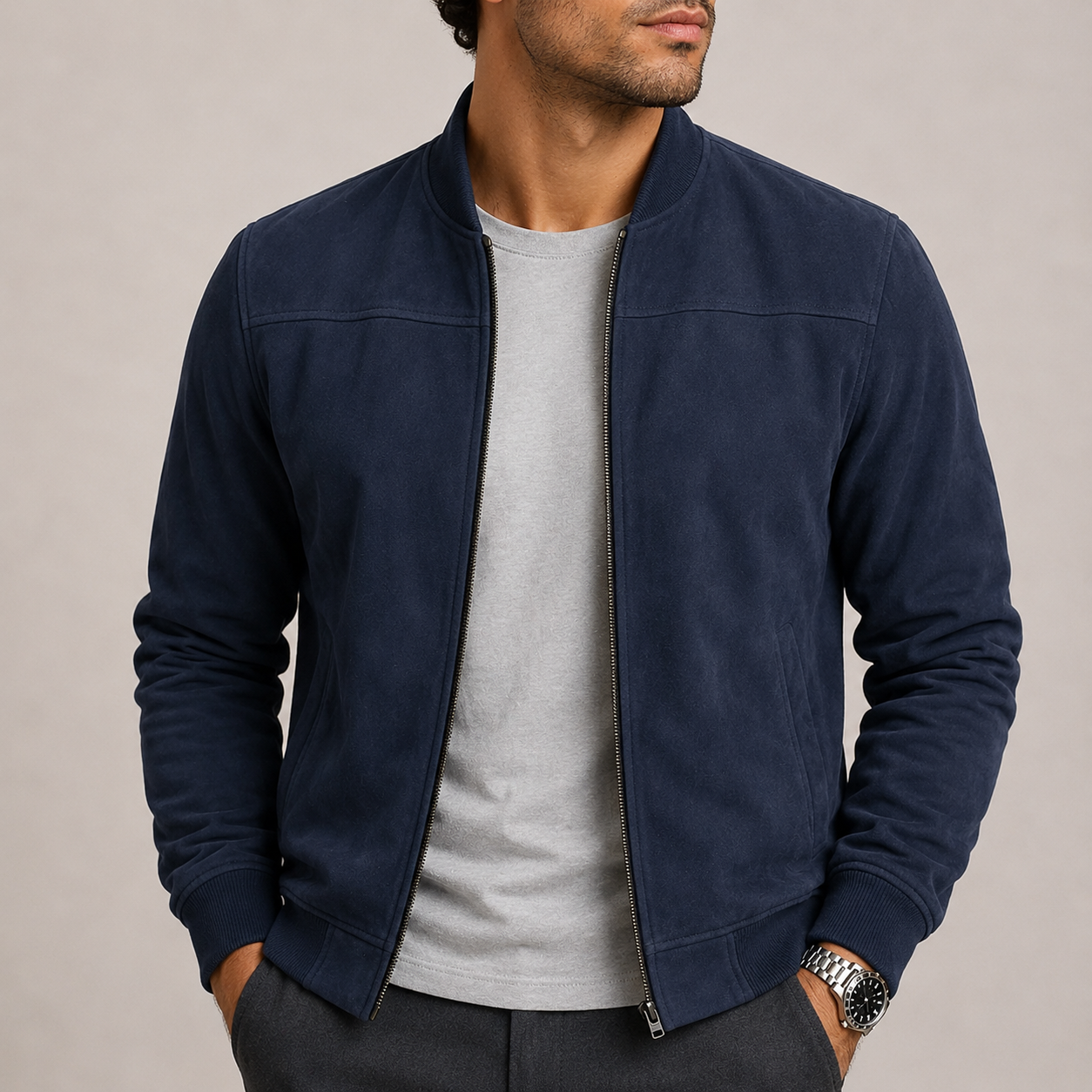 Men's Bomber Jacket in Navy