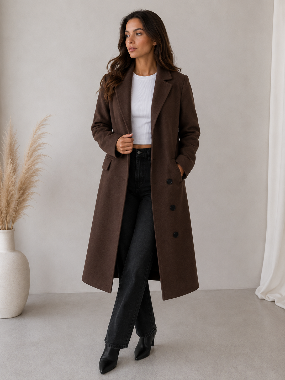 Long Coat for Women in Brown