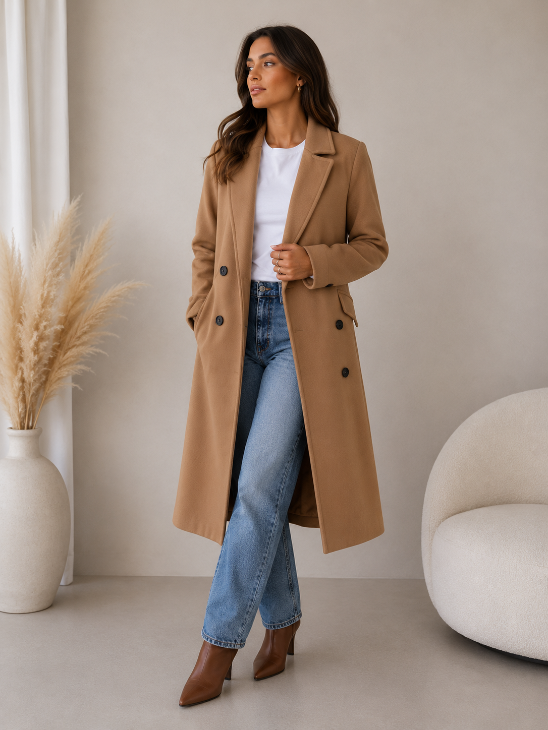 Long Coat for Women in Light brown