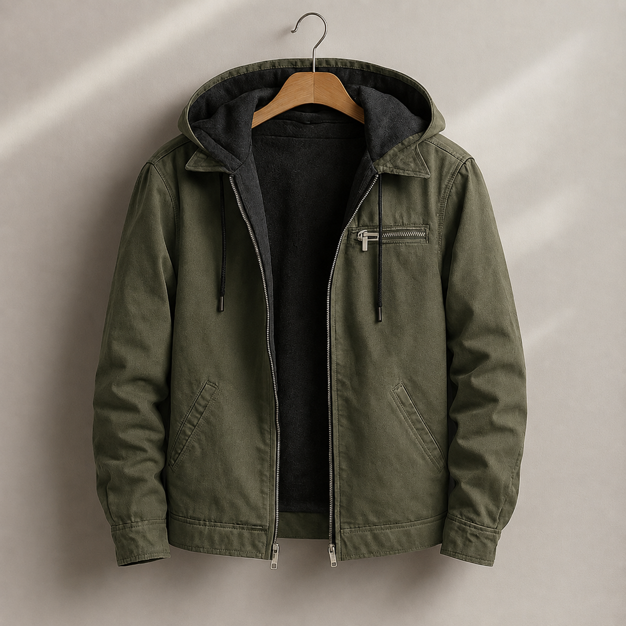 Men's Sherpa Lined Jacket in Green