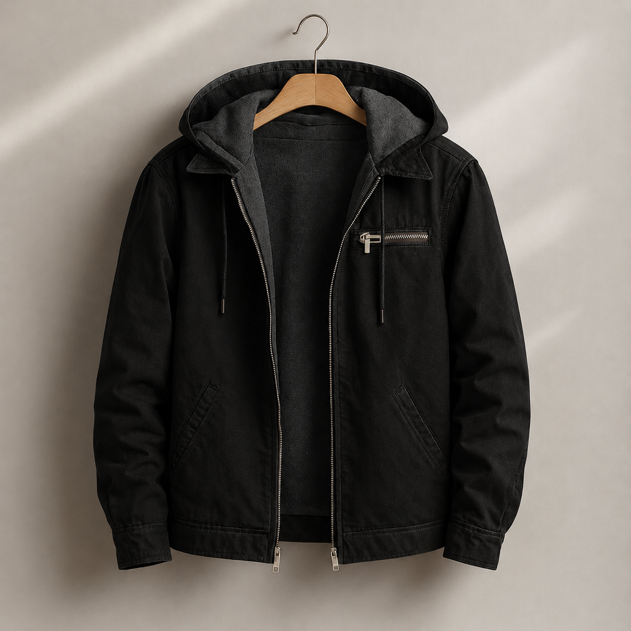 Men's Sherpa Lined Jacket in Black