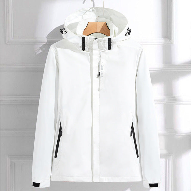 Lightweight Waterproof Raincoat for Women in White