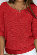 Cable Knit Sweater for Women in Red