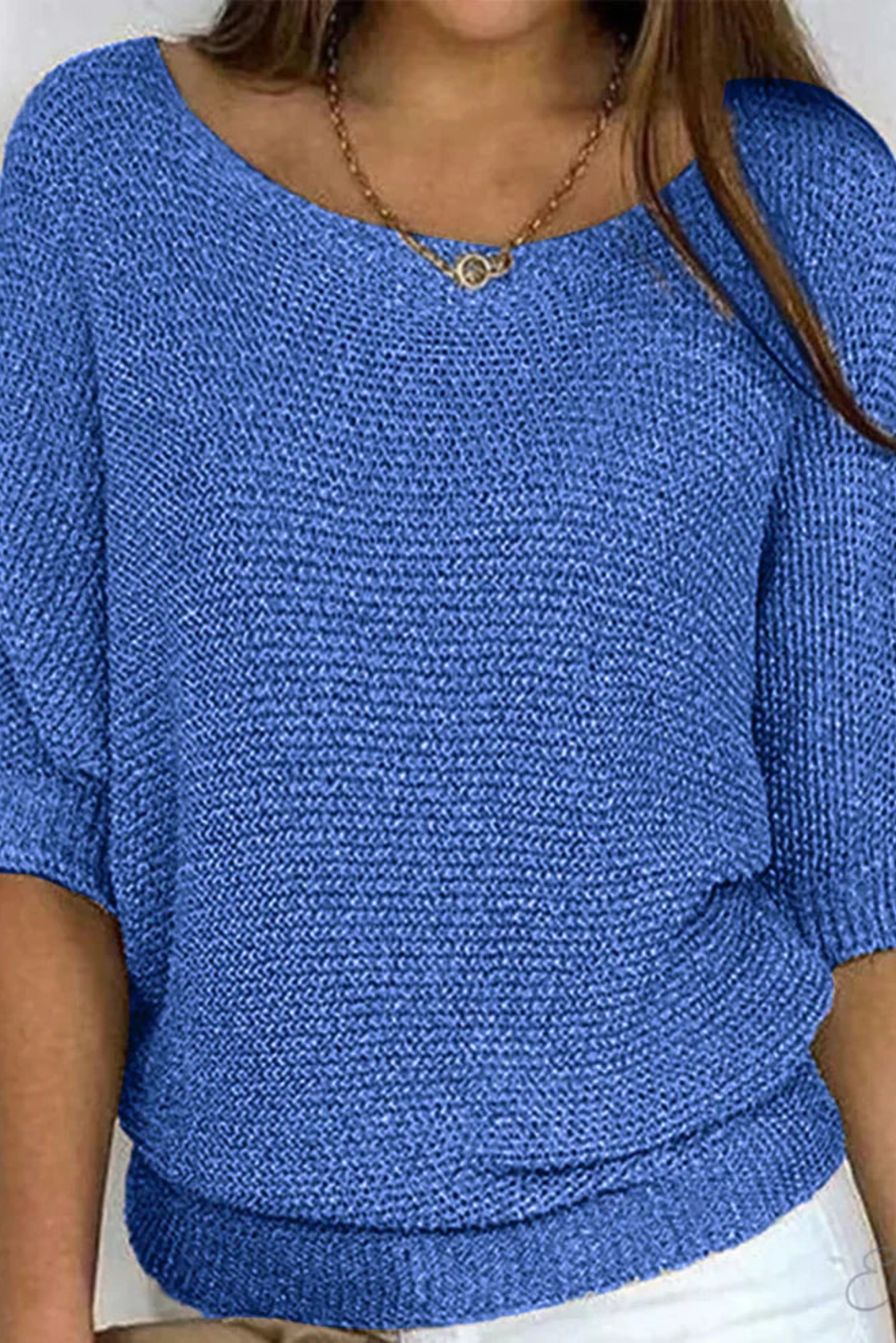 Cable Knit Sweater for Women in Blue