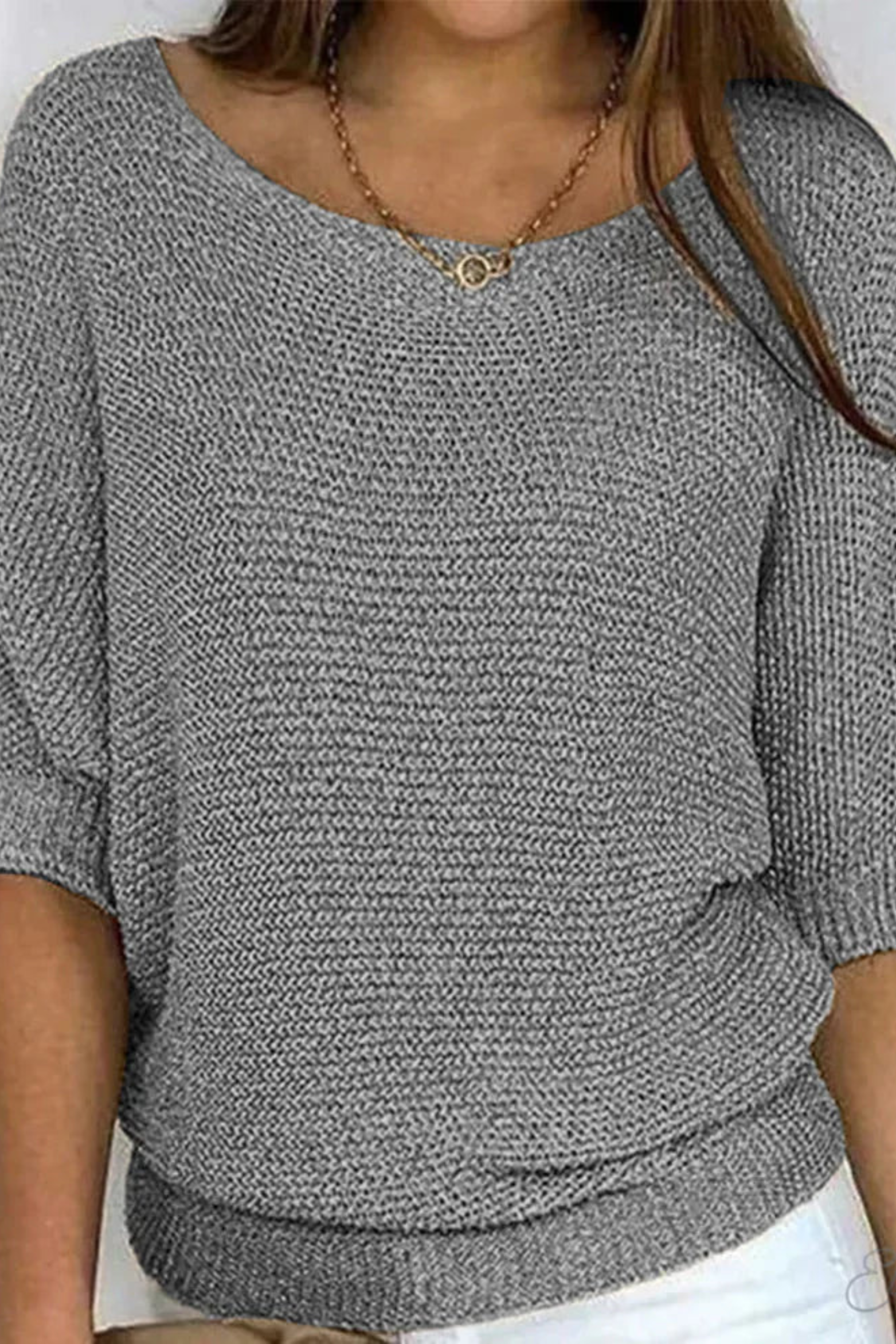 Cable Knit Sweater for Women in Gray