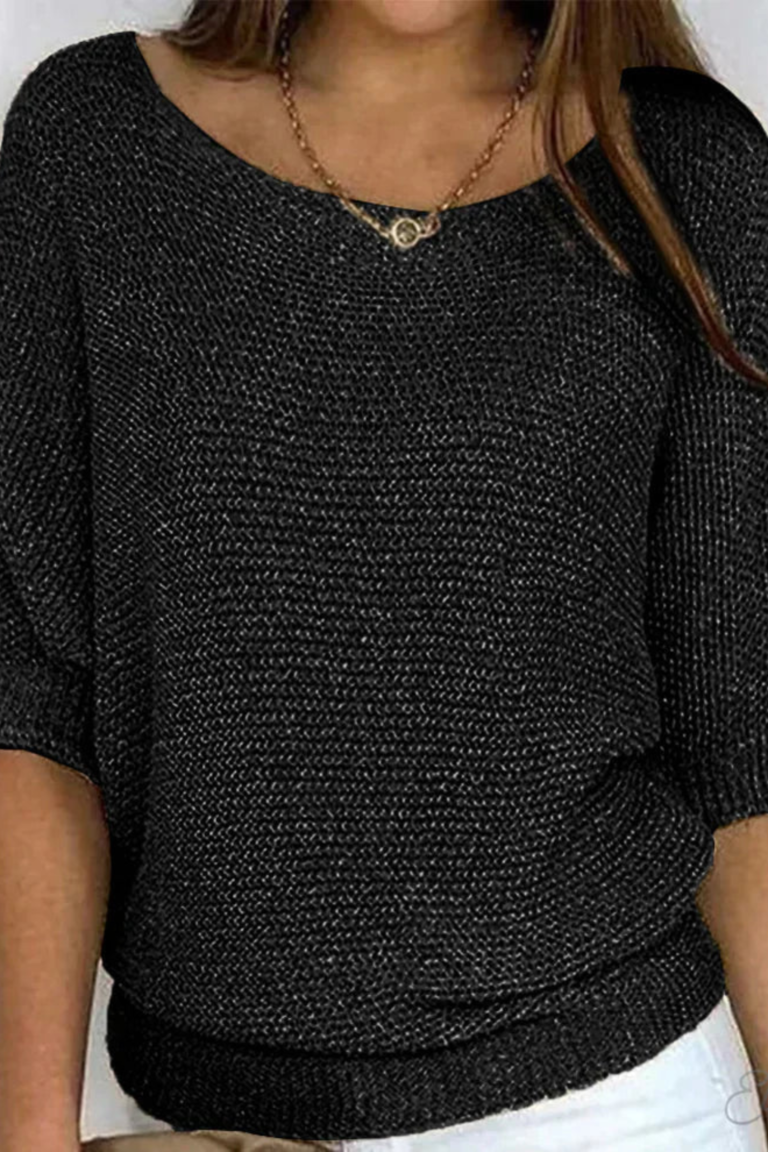 Cable Knit Sweater for Women in Black