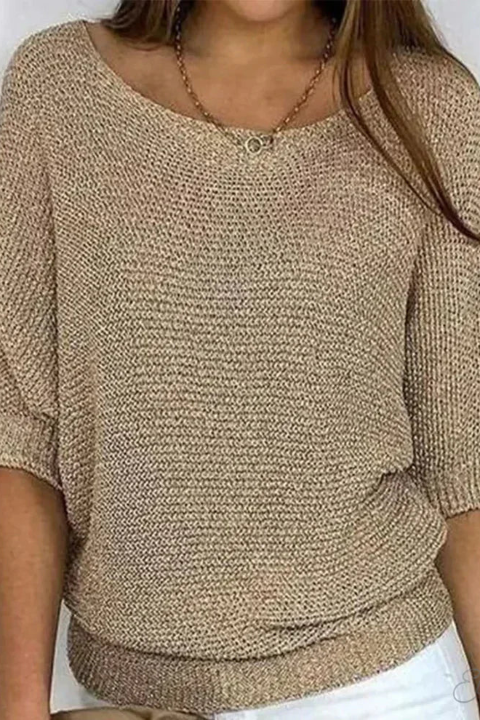 Cable Knit Sweater for Women in Beige