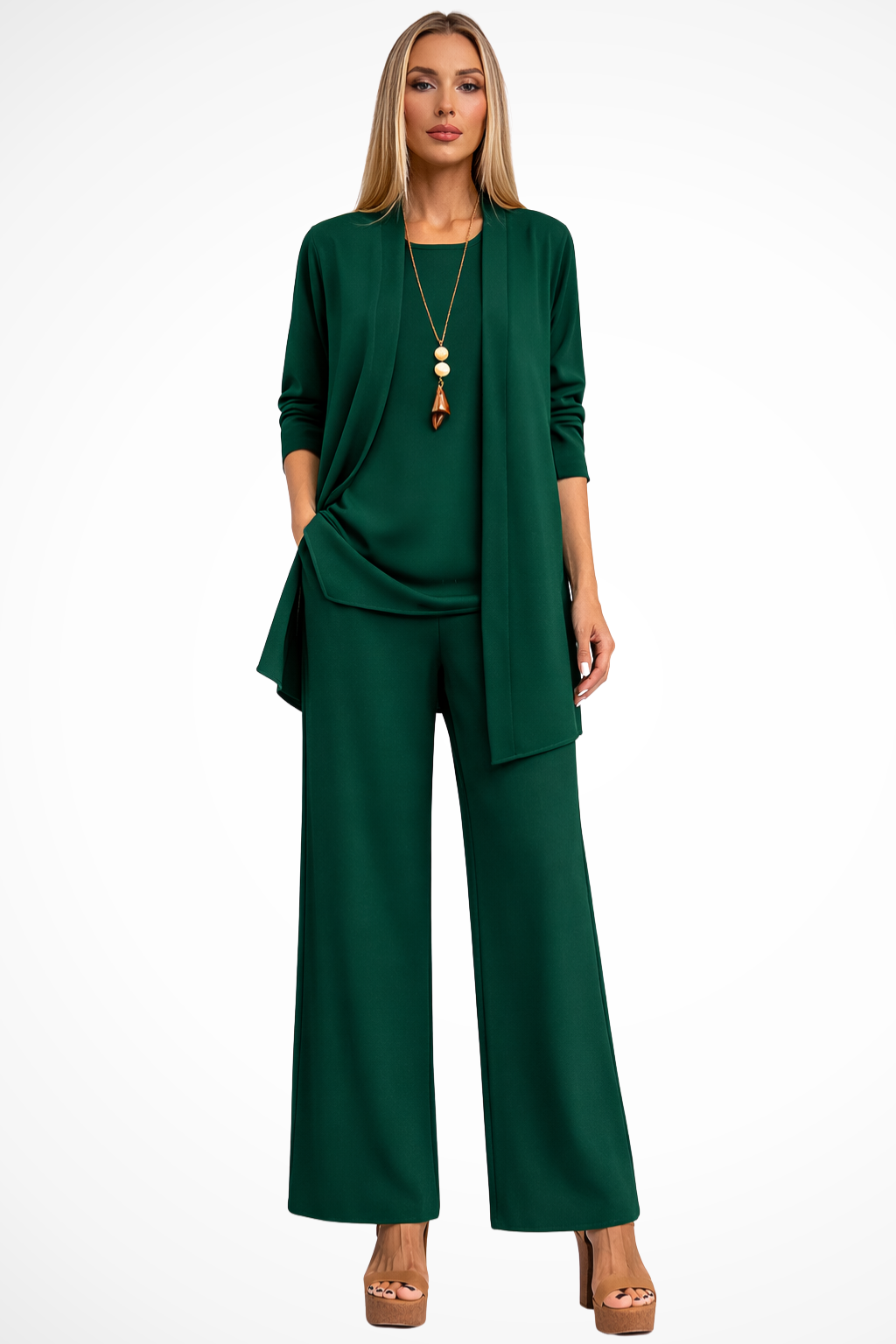 3 Piece Matching Set for Women in Dark Green