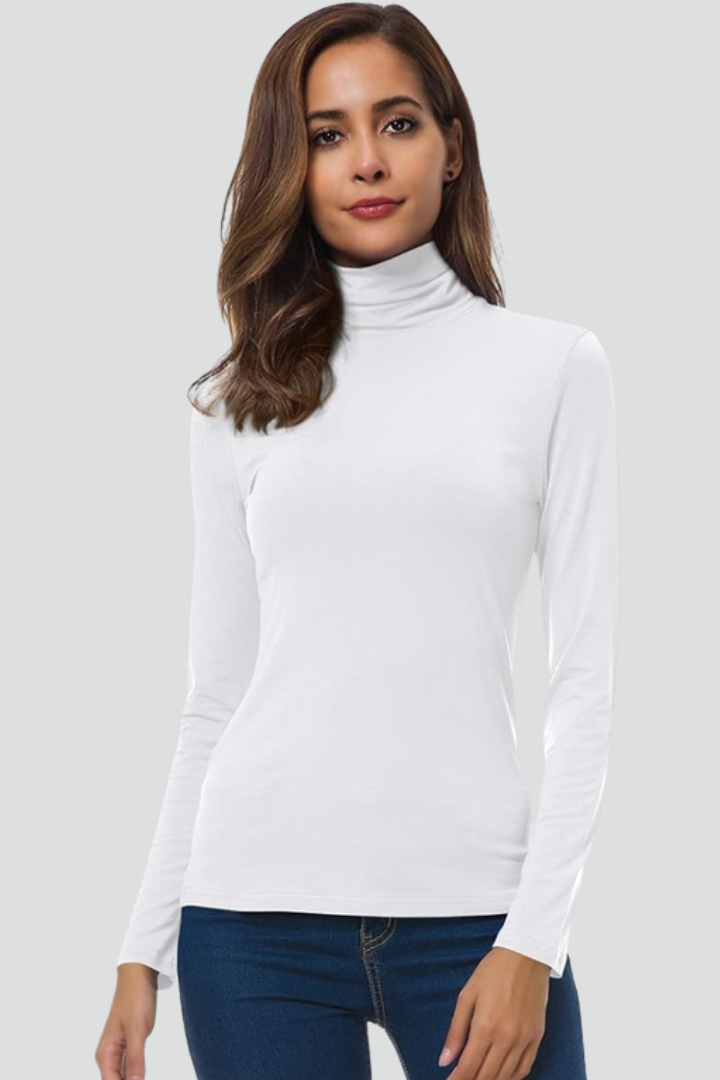 Turtleneck Sweater for Women in white — front view