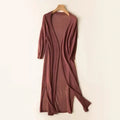 Long Lightweight Cardigan Sweater for Women in Coffee
