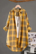Yellow plaid flannel shirt seen from the front