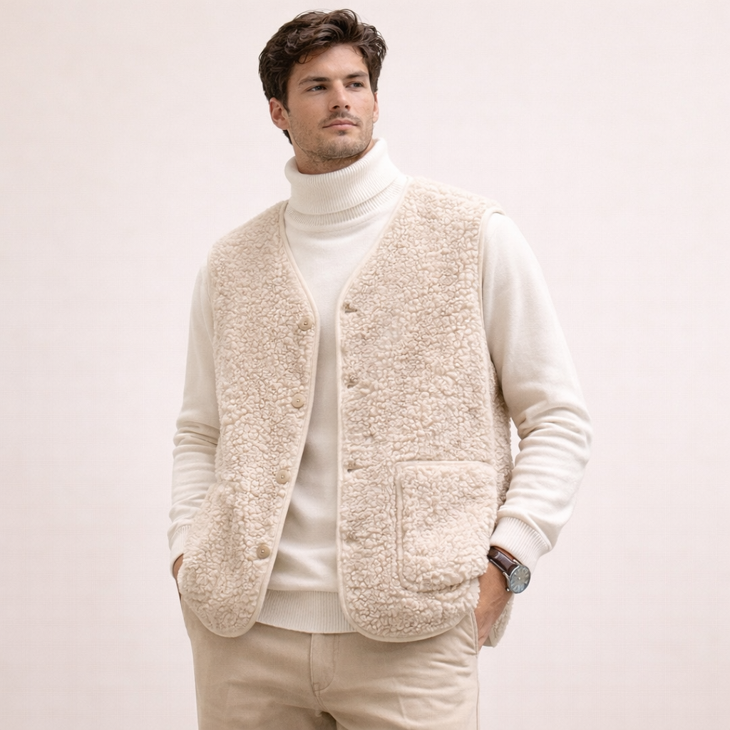 Men's Sweater Vest in Beige