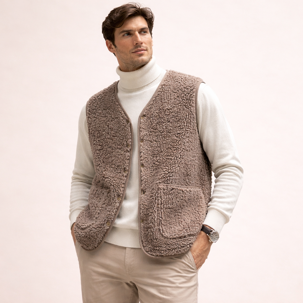 Men's Sweater Vest in Khaki