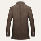Insulated wool overcoat — close view of the collar