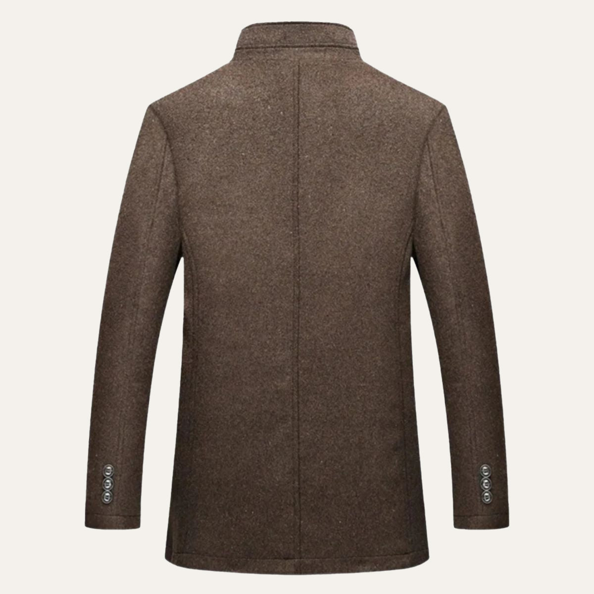 Insulated wool overcoat — close view of the collar