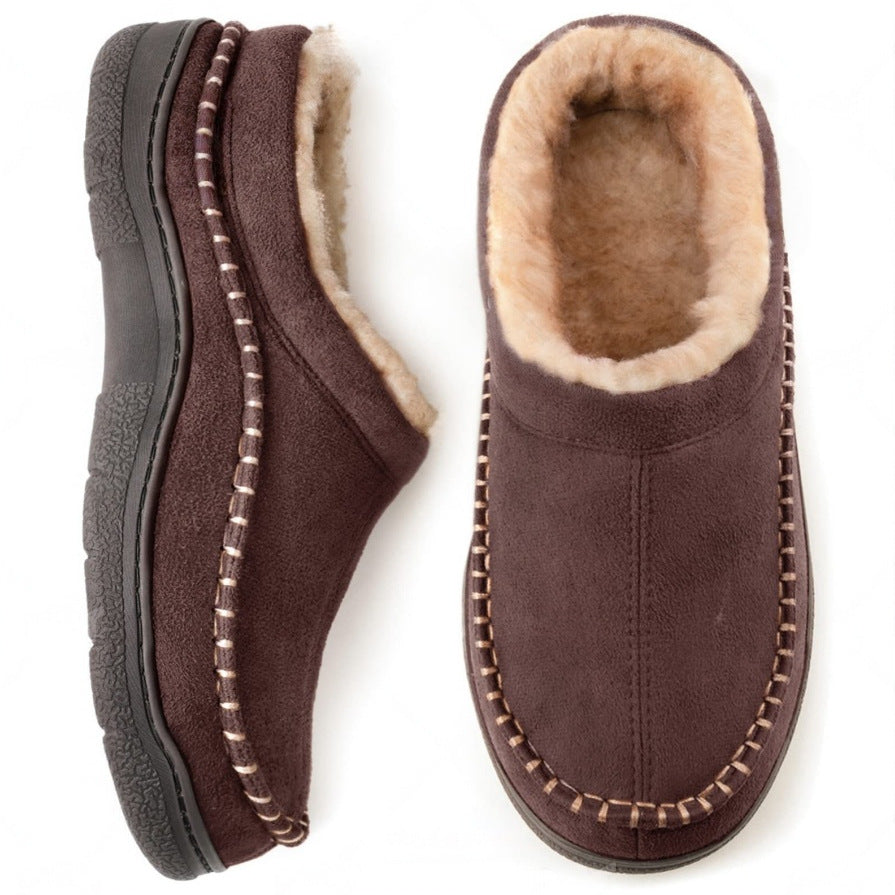 Men's moccasin slipper in Coffee, shown against a plain studio background