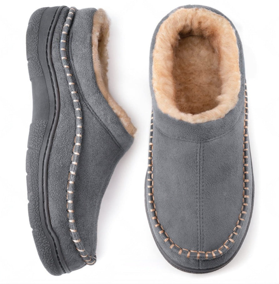 Men's moccasin slipper in Grey, shown against a plain studio background
