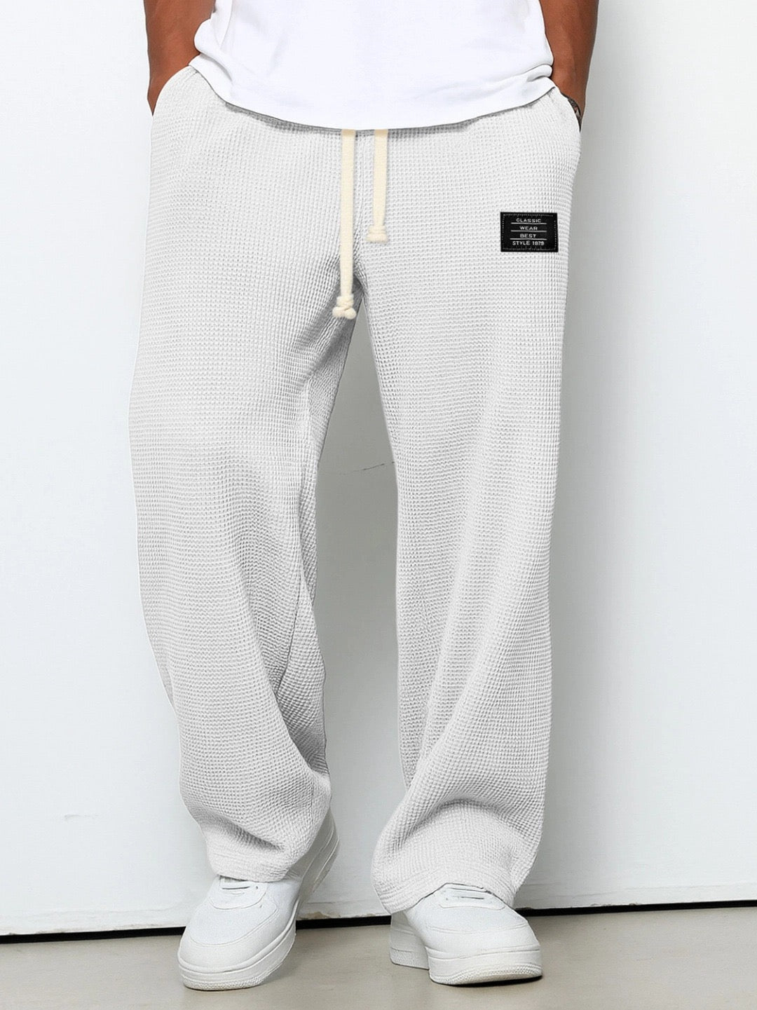 Straight leg pants for women in white