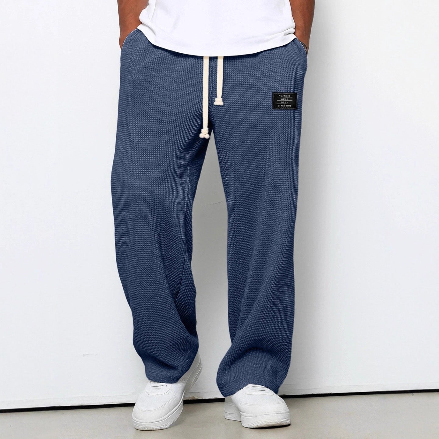 Straight leg pants for women in blue