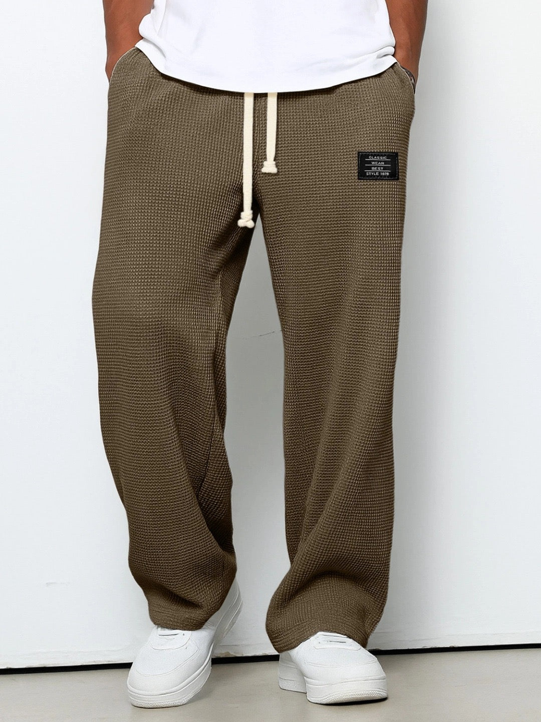 Straight leg pants for women in dark brown