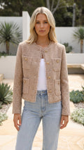 The women's cropped single-breasted jacket in Beige
