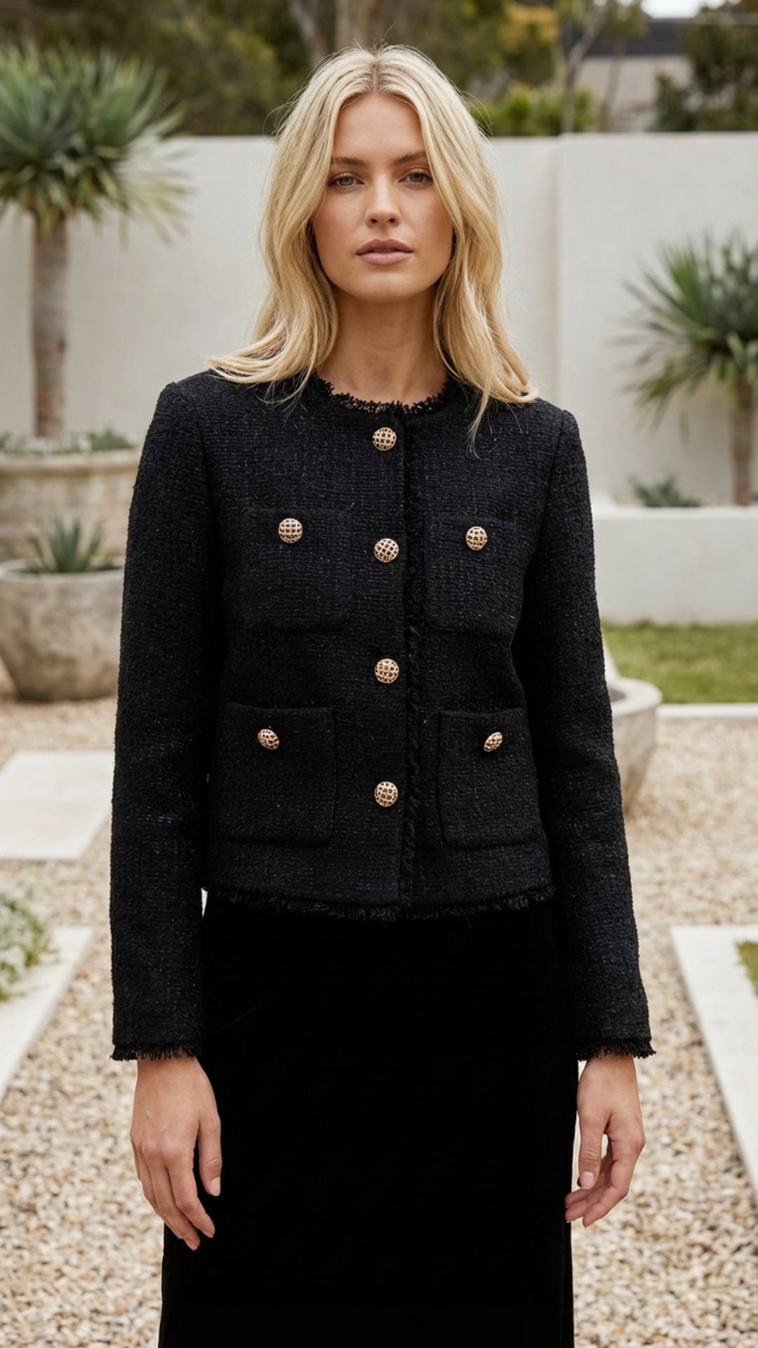 The women's cropped single-breasted jacket in Black