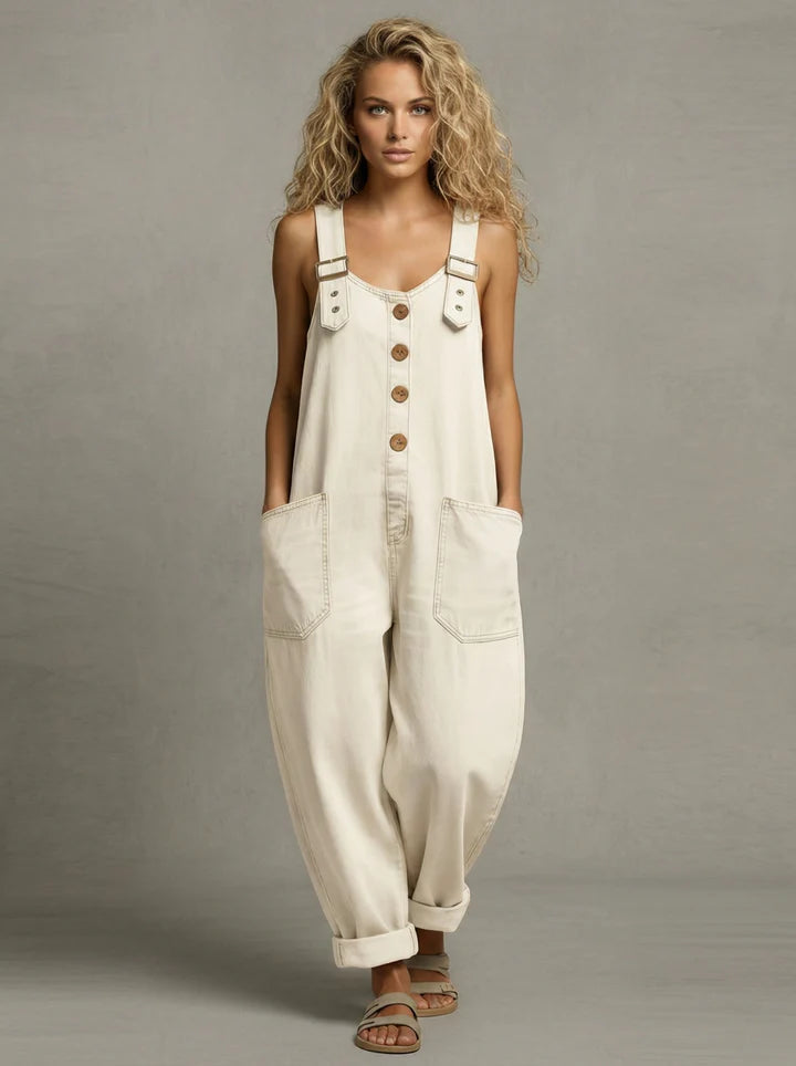 Denim Overalls for Women in Beige