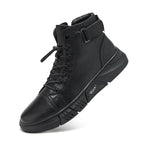 Men's black leather walking shoe with arch support, studio photo 8 of 8