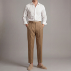 Men's tailored trousers in brown, front view
