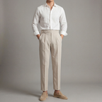 Men's tailored trousers in Beige, full-length front view