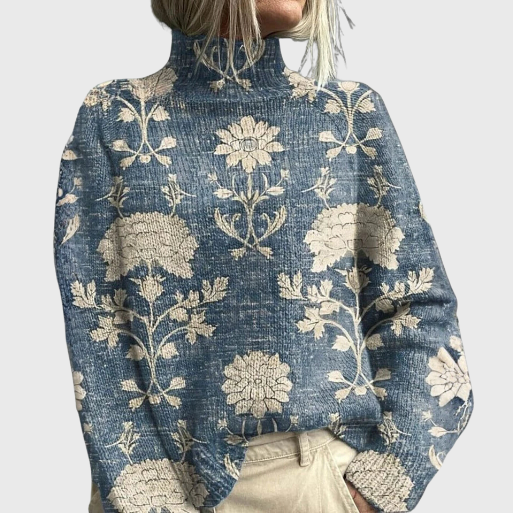 Turtleneck Sweater for Women in Light Blue