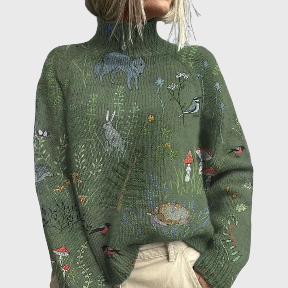 Turtleneck Sweater for Women in Green