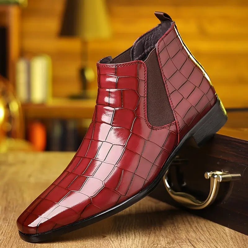 Men's leather Chelsea boots in red