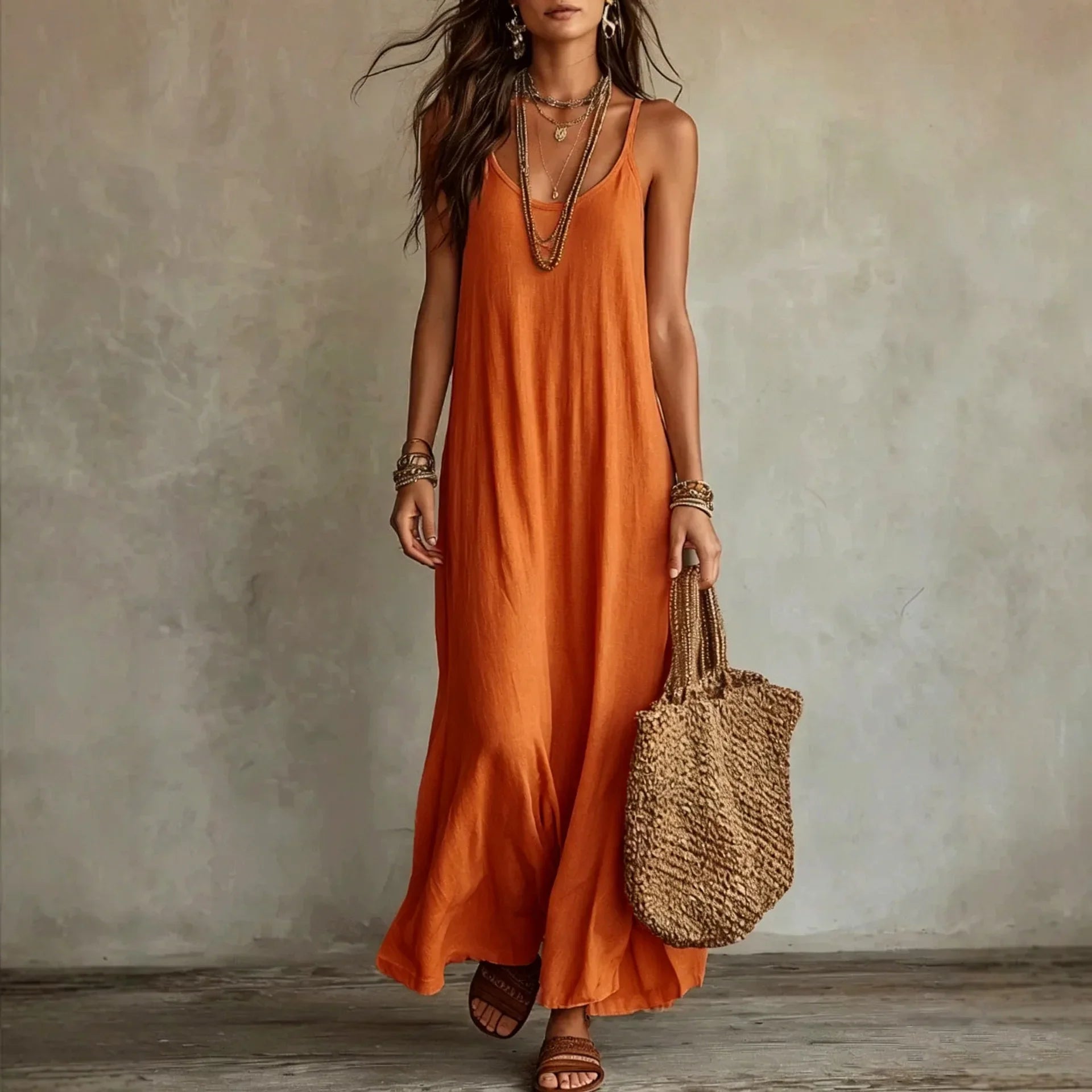 Cami maxi dress in Orange