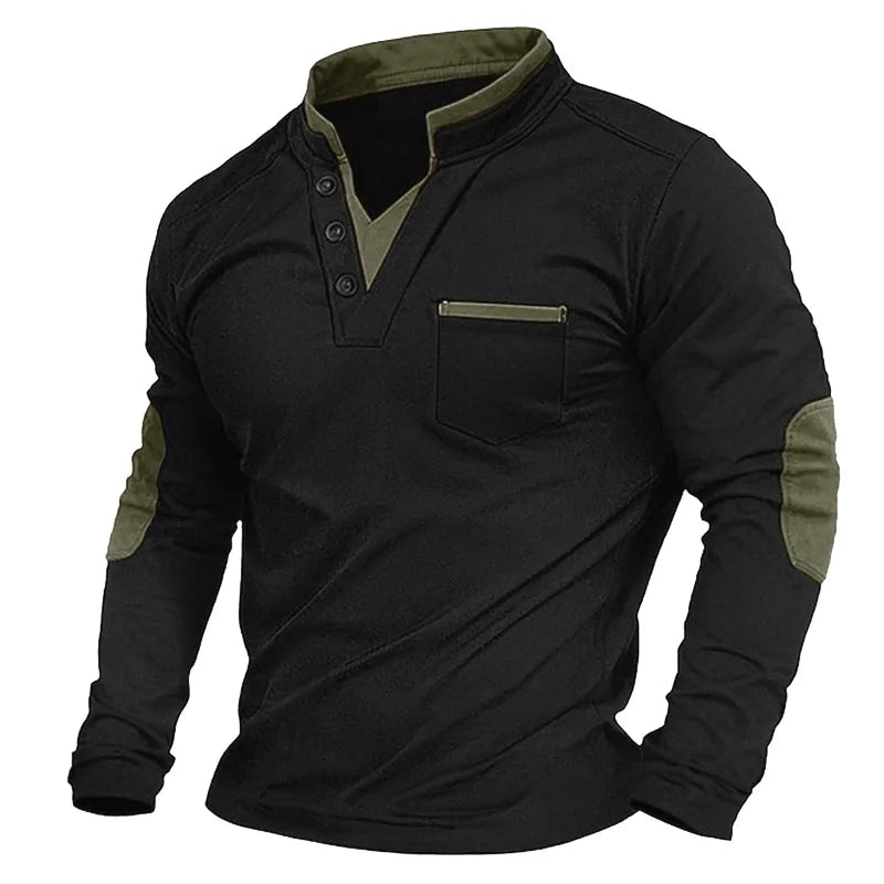Men's V-Neck Sweater in Army Green