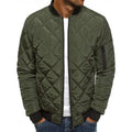 Dark green diamond quilted jacket for men, front view