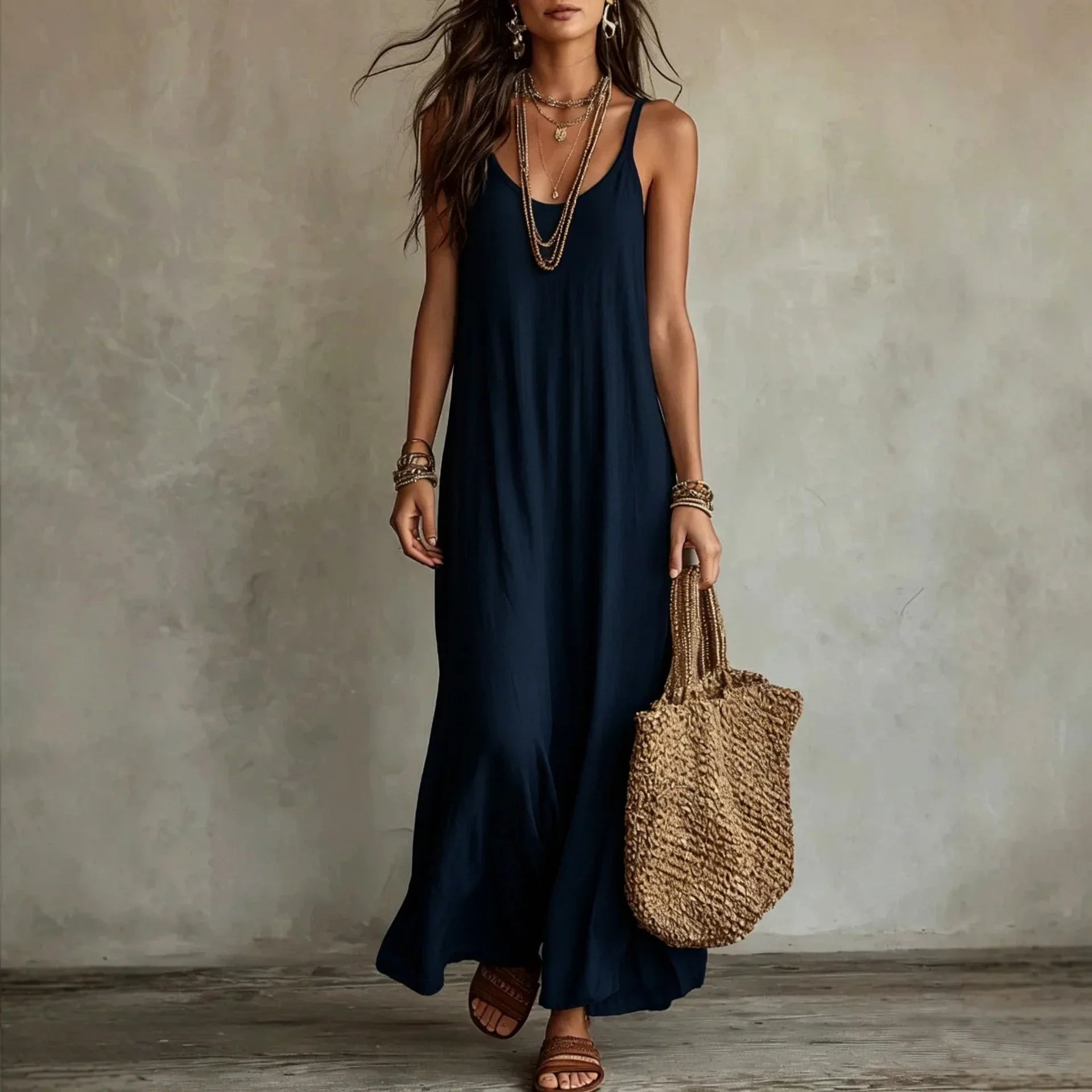 Cami maxi dress in Navy