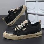 Rear view of the men's leather sneakers showing the heel counter