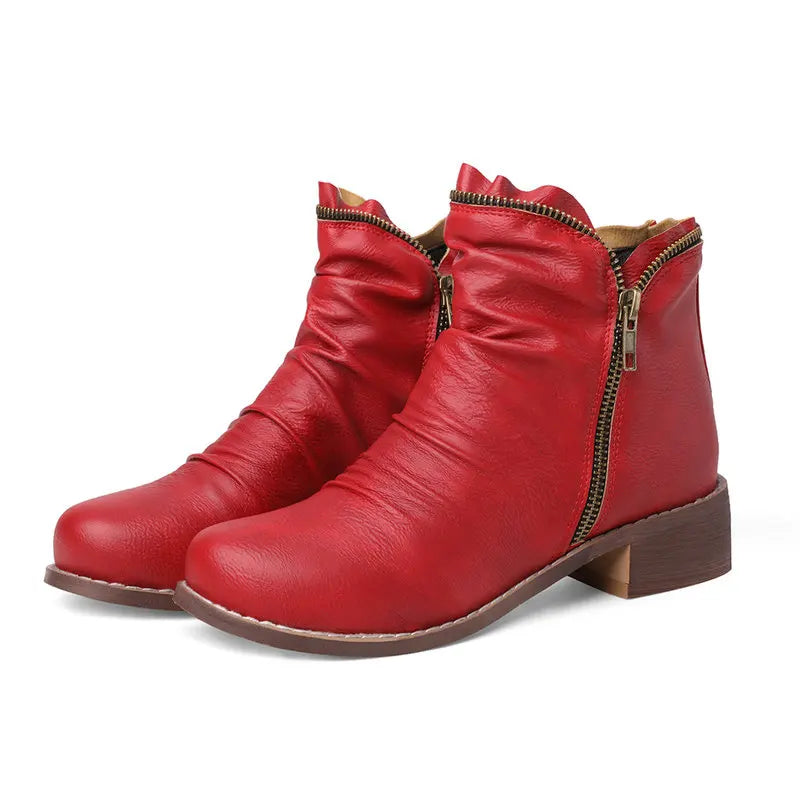 Ankle Boots for Women in Wine Red