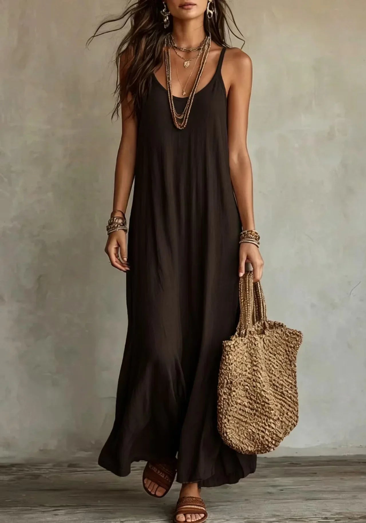 Cami maxi dress in Brown