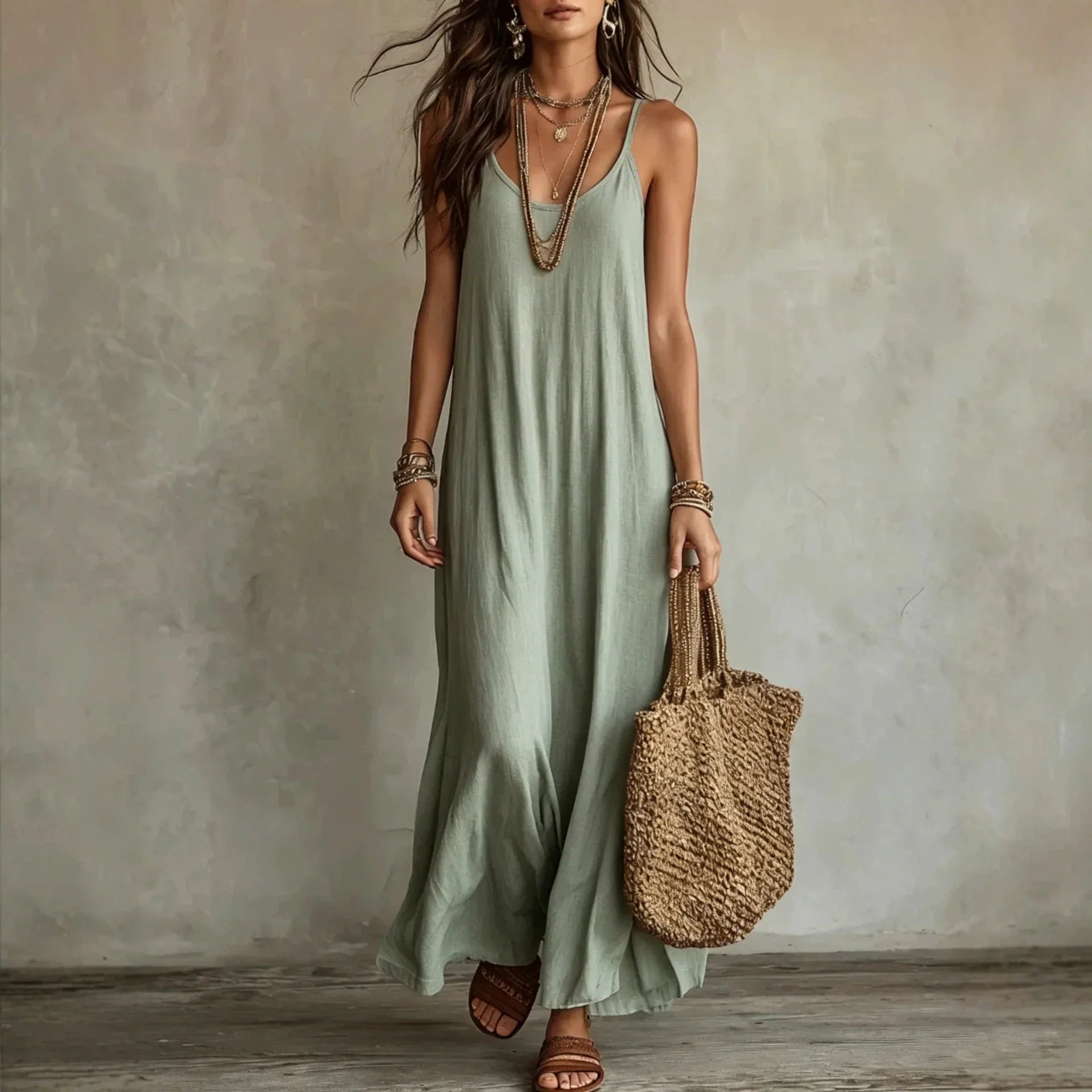 Cami maxi dress in Green