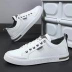 Top view of the men's leather sneakers showing the lace-up closure