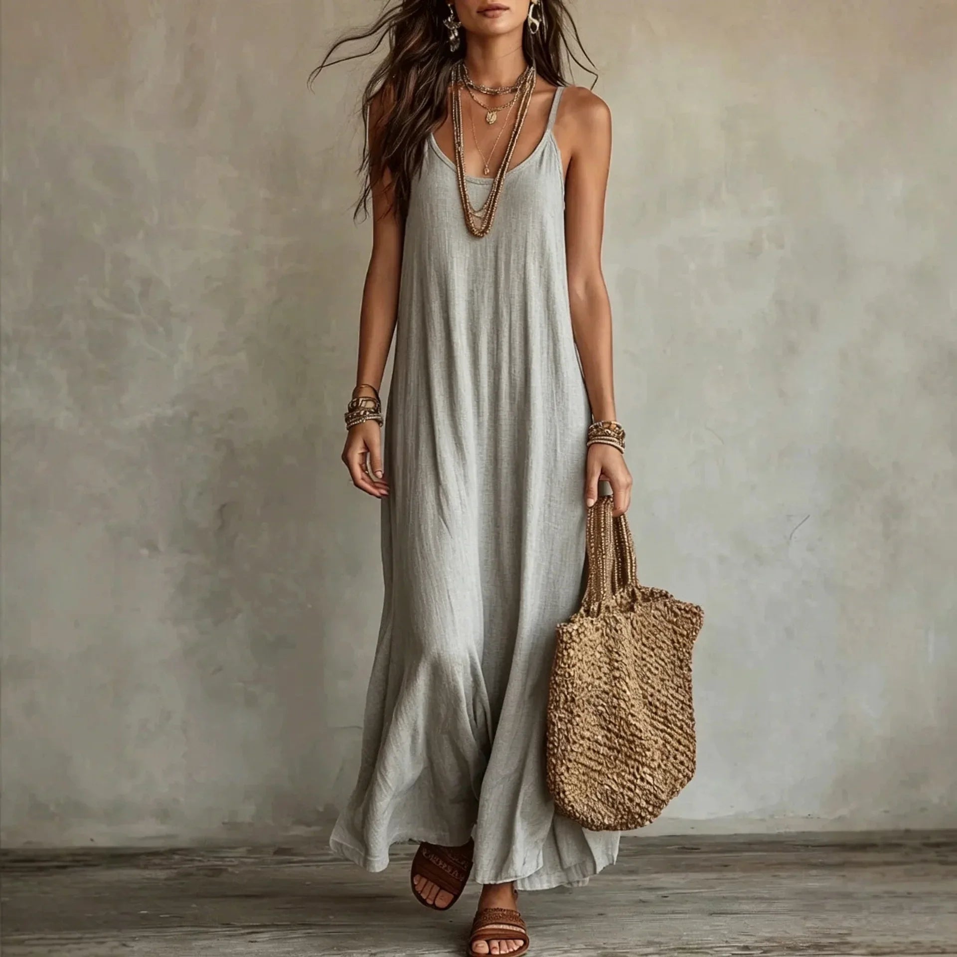 Cami maxi dress in Gray