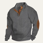 Cable knit button sweater in Dark Gray