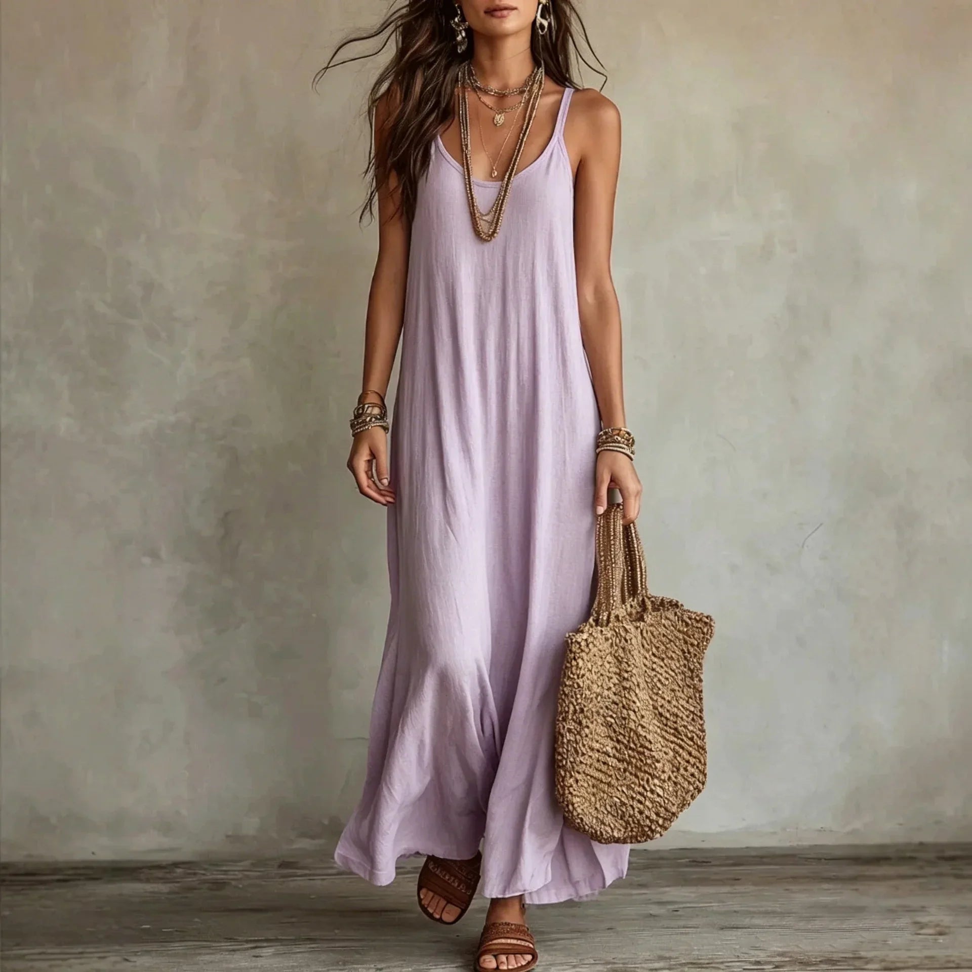 Cami maxi dress in Pink