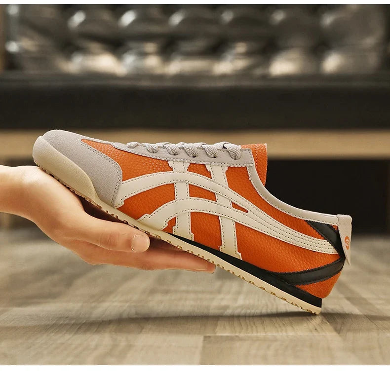 Men's retro suede sneaker — close-up of the trim and finish