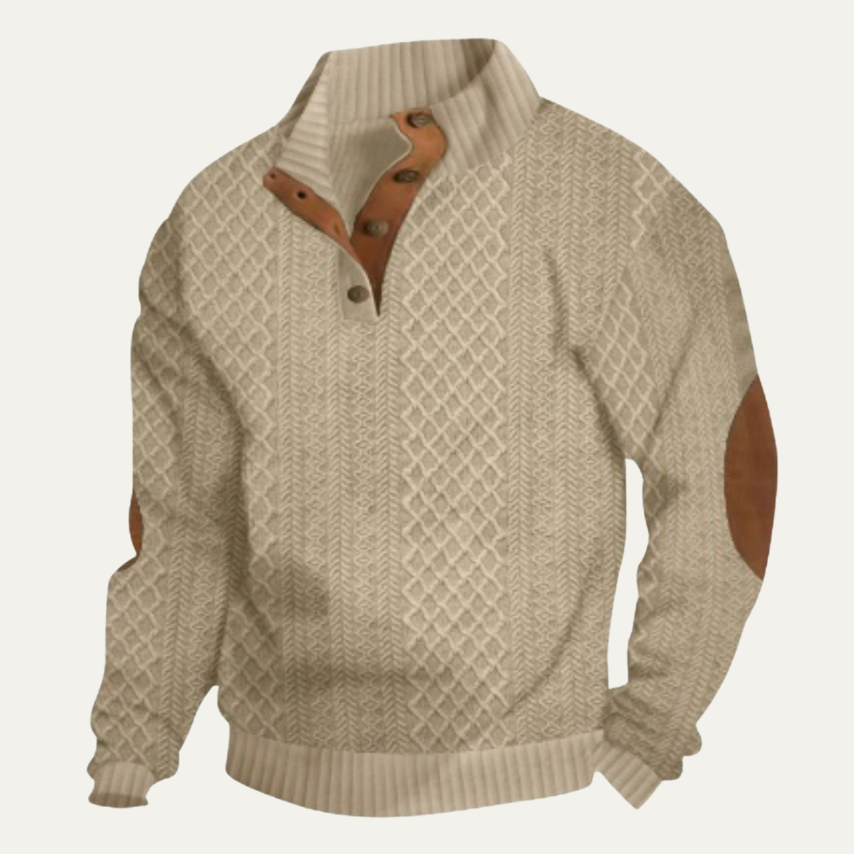 Cable knit button sweater in Brown