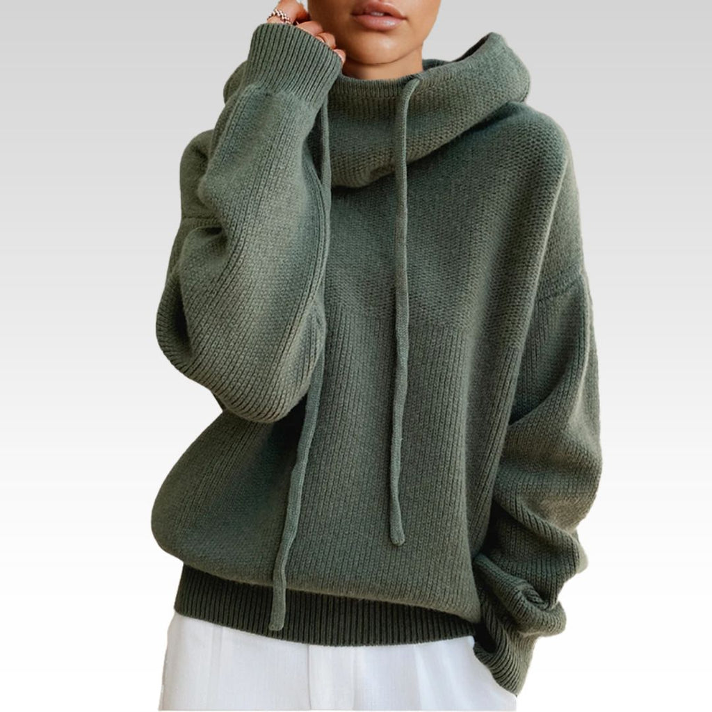 Merino Wool Turtleneck Sweater for Women — front view on model