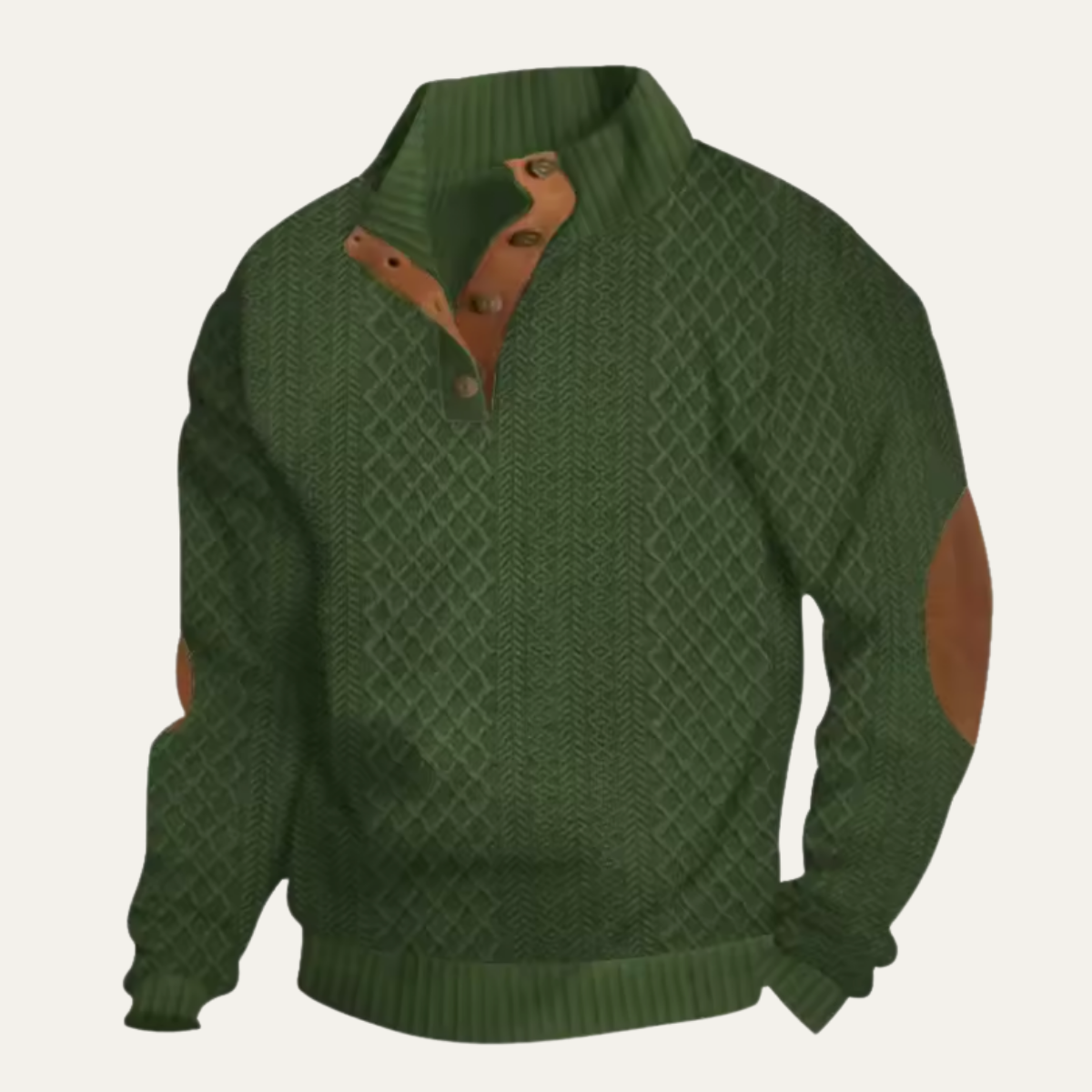 Cable knit button sweater in Green